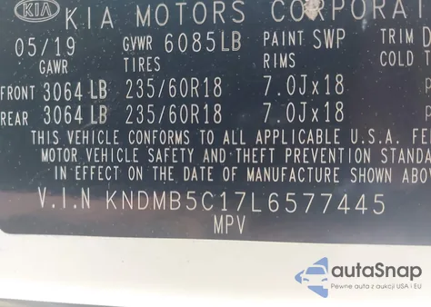 2020 Kia Sedona Ex из США, поврежденный, VIN KNDMB5C17L6577445